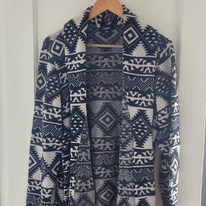 Patterned Open-Front Sweater